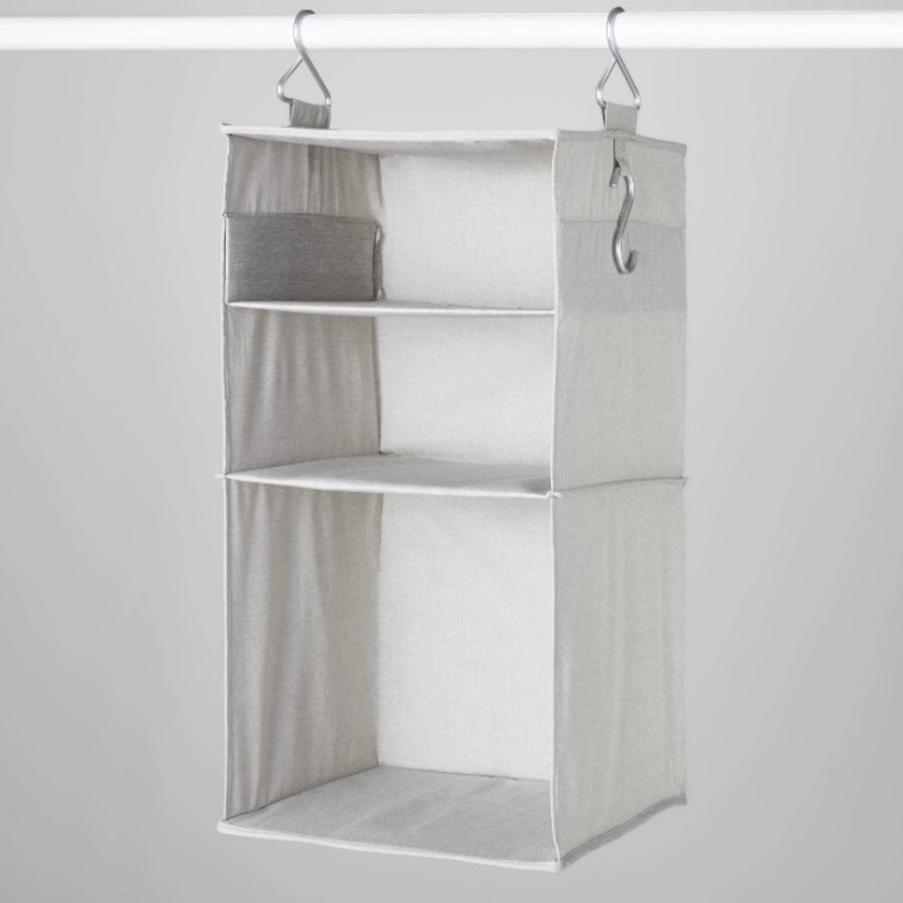 NWT Made By Design Gray Hanging Closet Organizer with Hooks